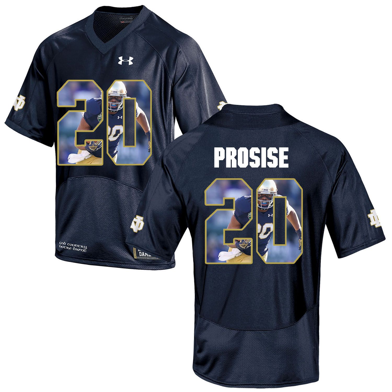 Men Norte Dame Fighting Irish #20 Prosise Navy Blue Fashion Edition Customized NCAA Jerseys->customized ncaa jersey->Custom Jersey